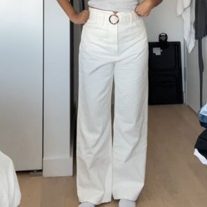 Reformation Wilder Belted High Rise Wide Leg Cropped Jeans